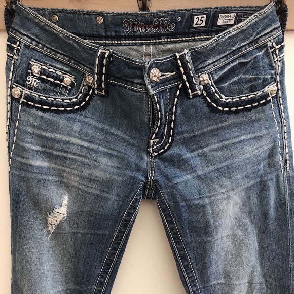 Miss Me Distressed Embellished Bootleg Jeans - Picture 6 of 8